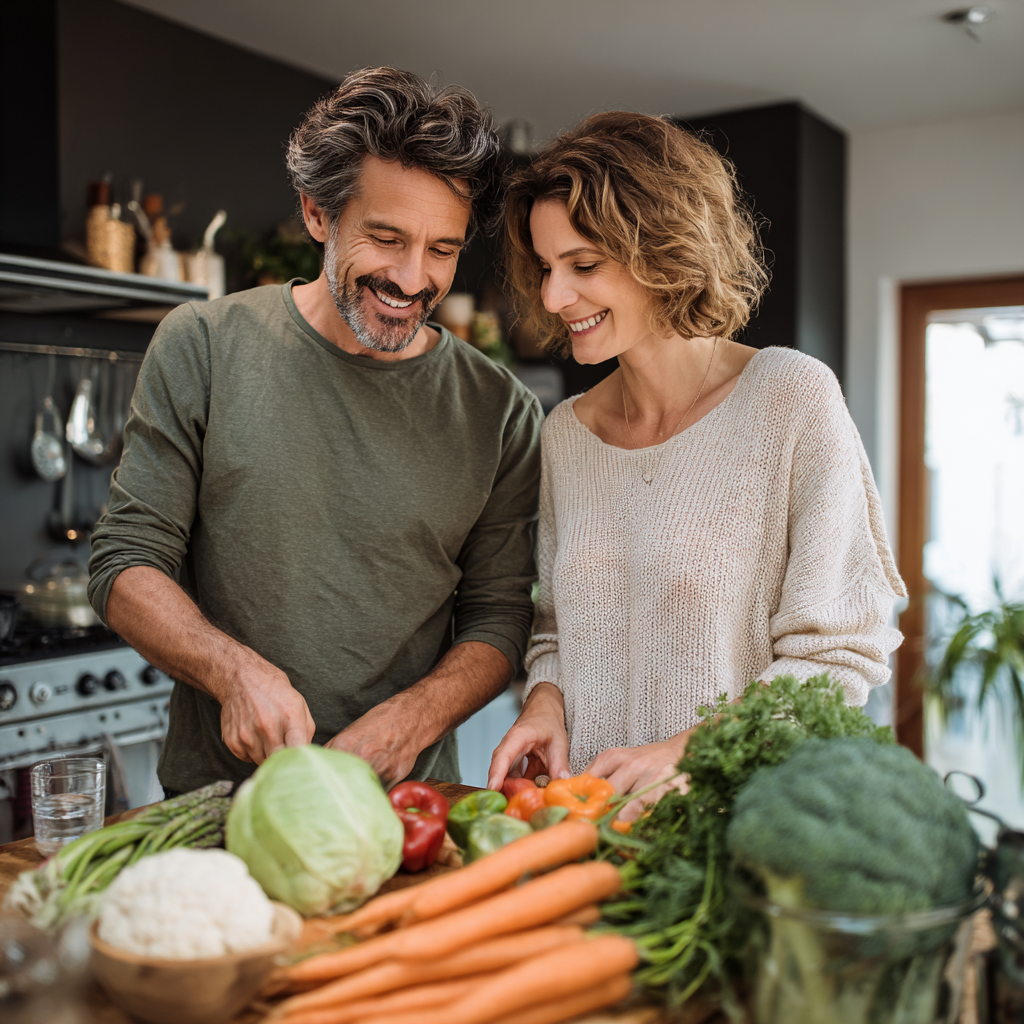 Smiling European man in athletic wear, demonstrating strength and vitality from plant-based lifestyle
